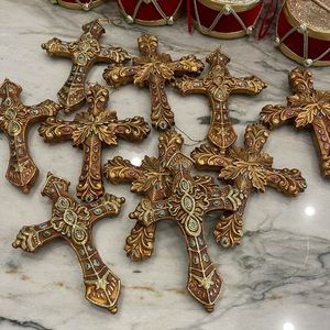 Embellished Cross Ornaments (8 total)
